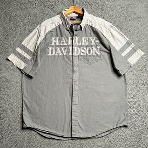 VTG Harley Davidson Button Up XL Snap Button Biker Racing Mechanic Shirt